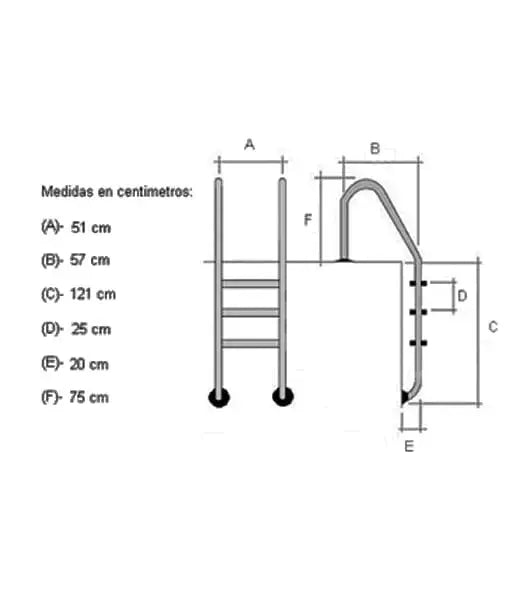 Escalera de 3 peldaños para alberca marca Panda