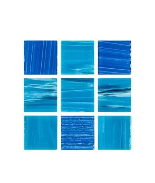 Cristalo Vitreo Luxe – Mosaico mezcla sky oscura 3.5 x 3.5